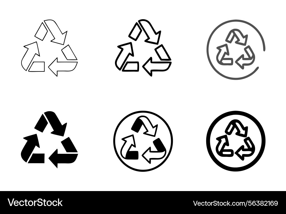 Recycle symbols with arrows in various styles Vector Image