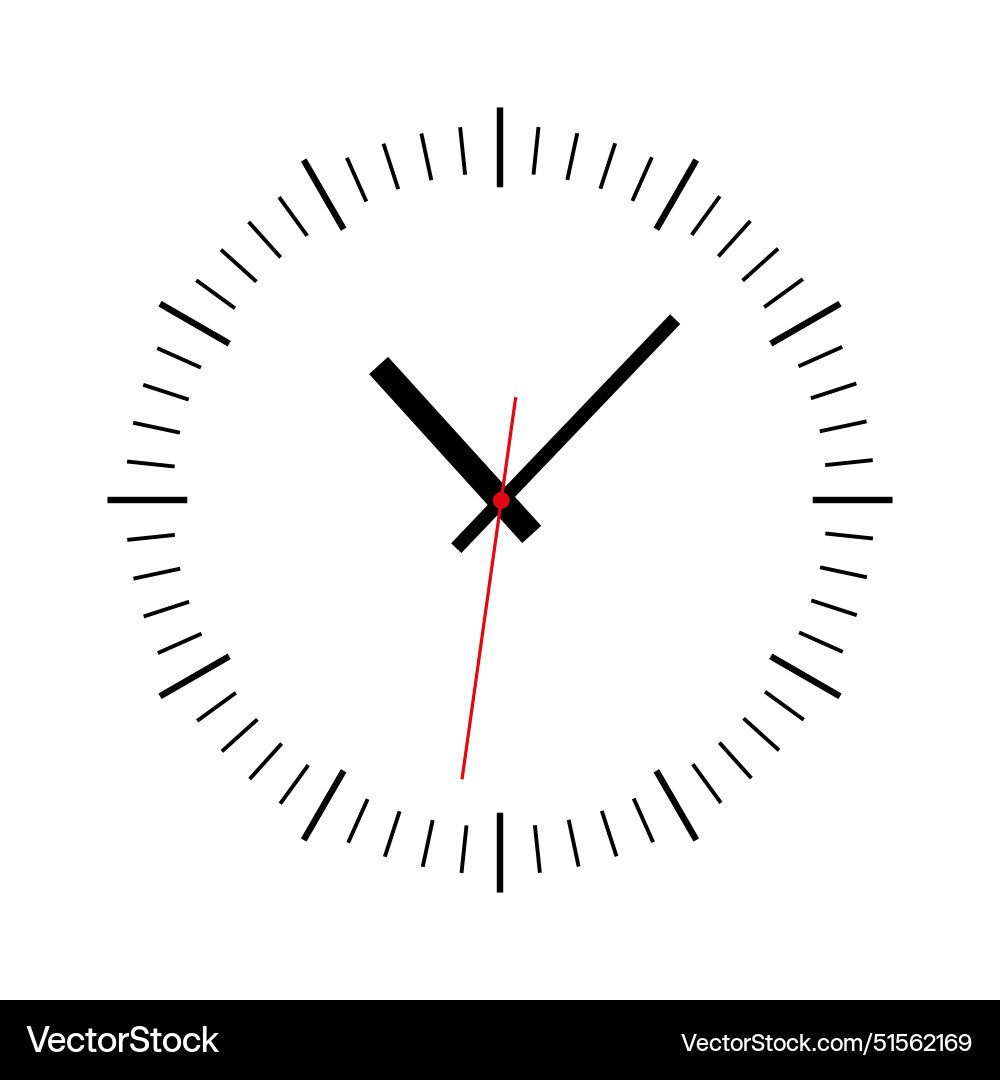 Round wall clock on white background Royalty Free Vector