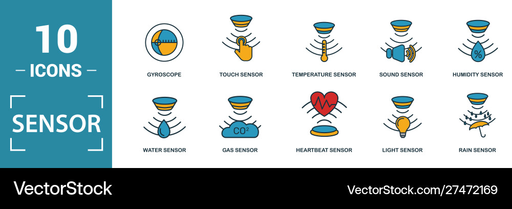 Sensor icon set include creative elements water Sensor icon set include creative elements water vector image