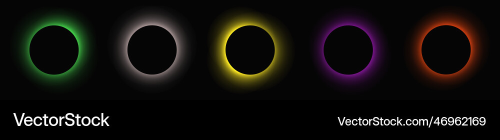 Set of circle illuminate light frames with color Vector Image