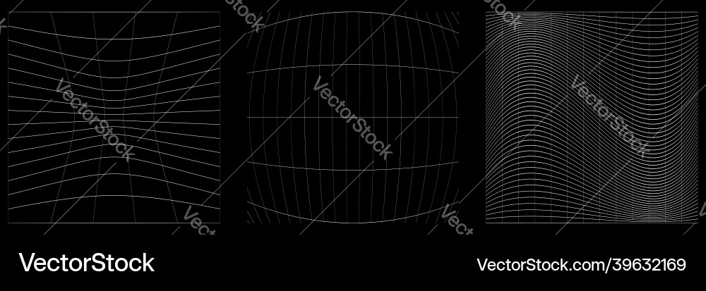 Set of deformed distorted grids meshes flex Set of deformed distorted grids meshes flex Vector Image