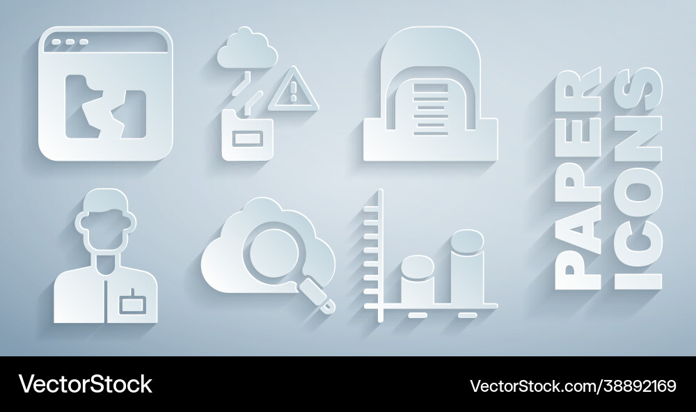 Set search cloud computing hangar with servers vector image