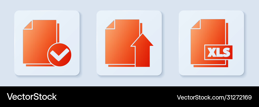 Set upload file document and check mark Set upload file document and check mark vector image
