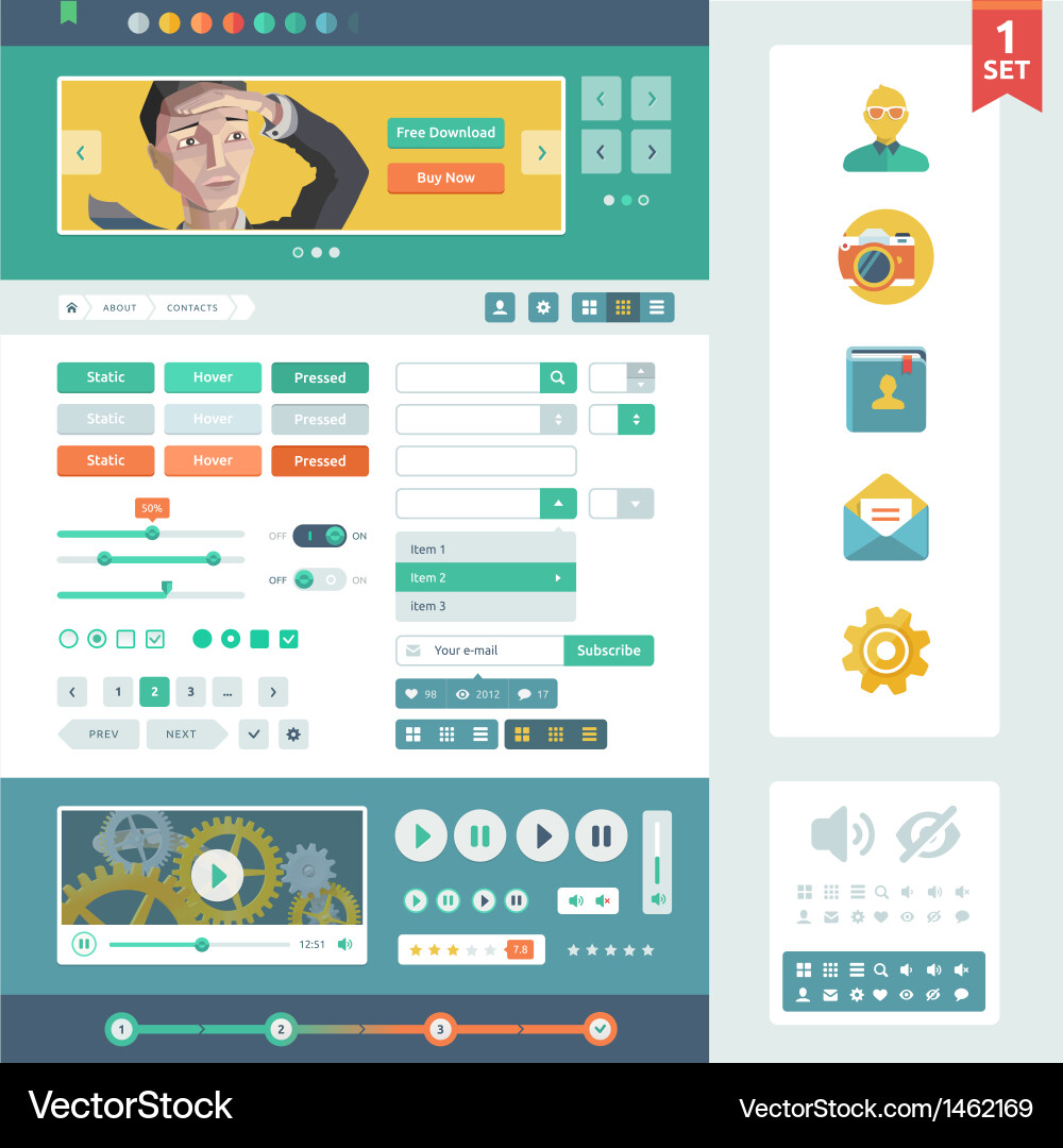 UI Elements & Controls - Flat Web & Mobile vector image