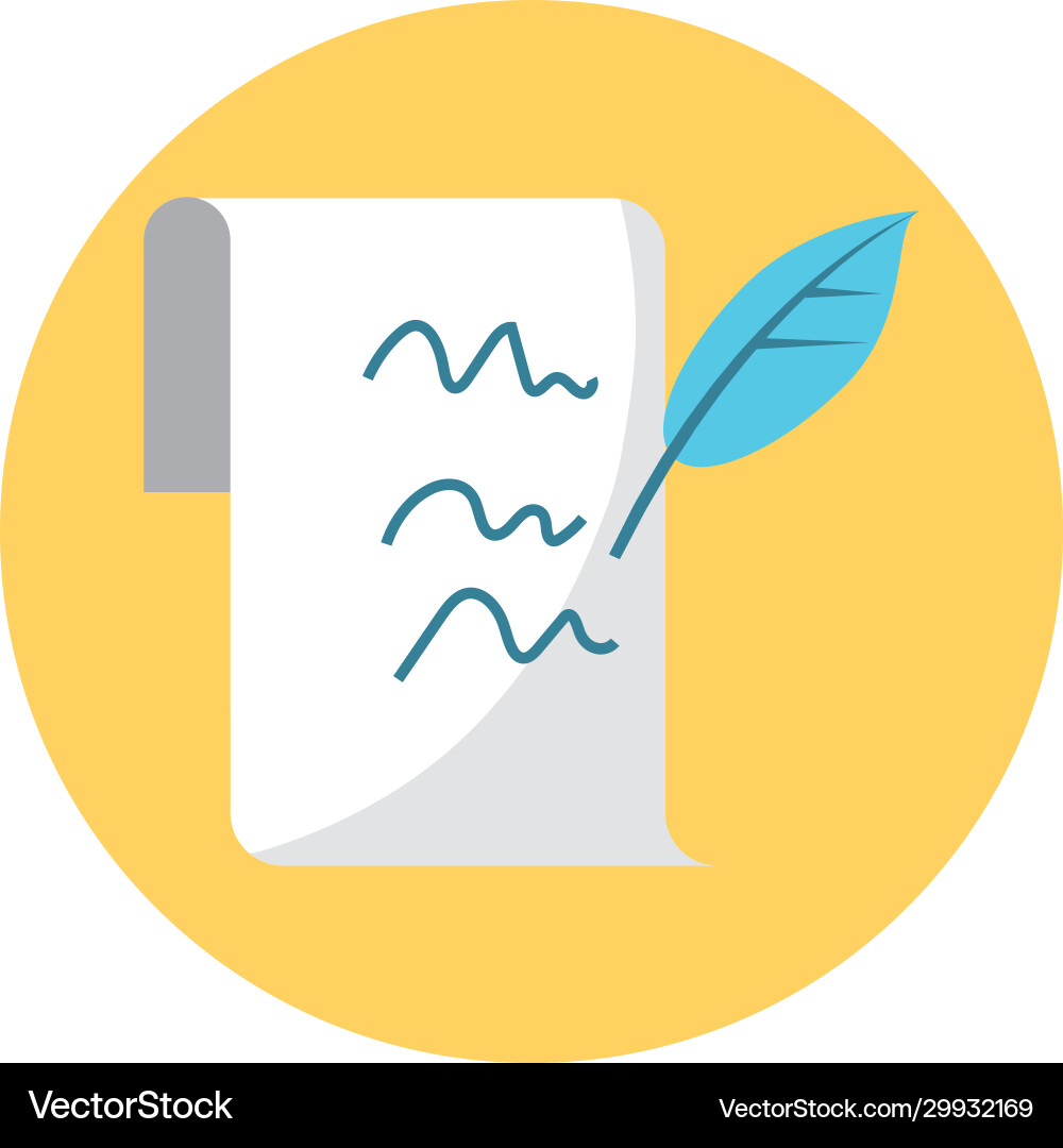 Writed page and pen feather block style icon Writed page and pen feather block style icon Vector Image