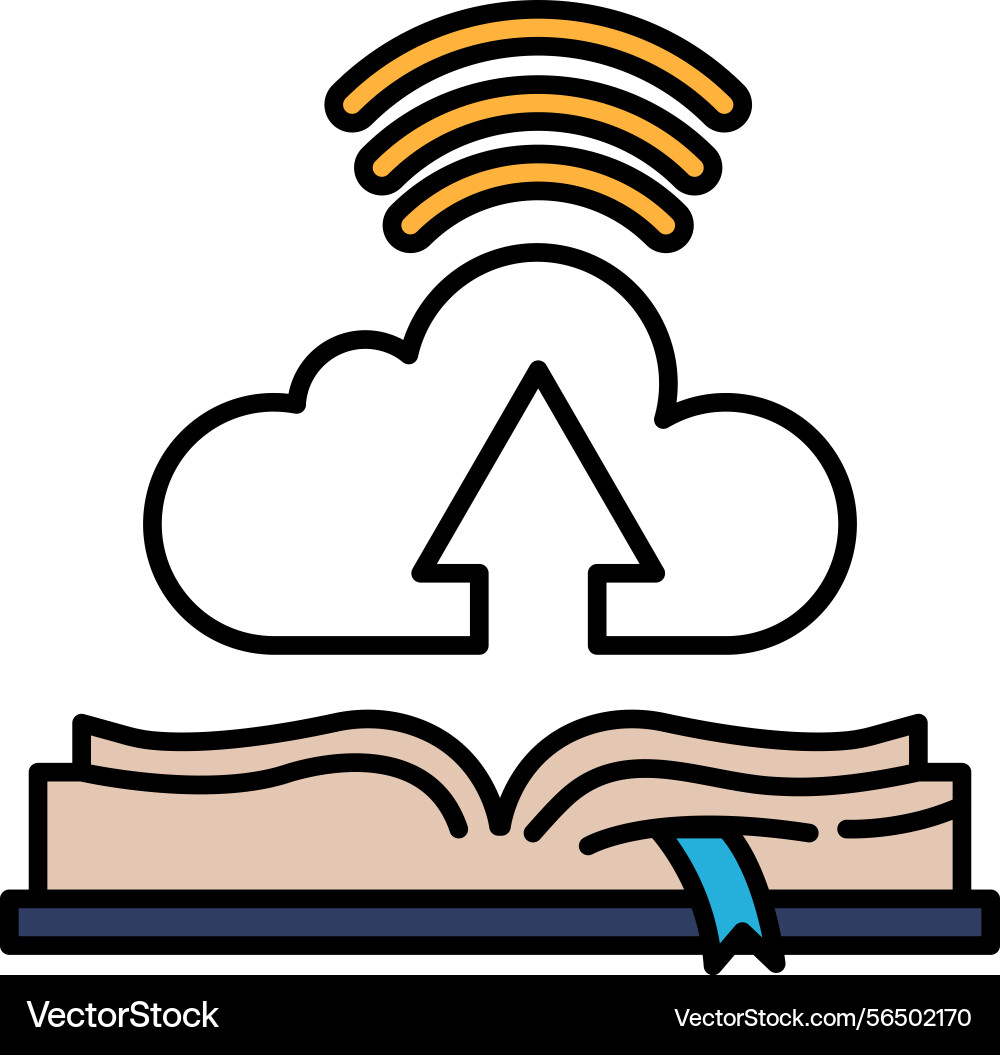 A cloud with an arrow pointing upwards is above Vector Image