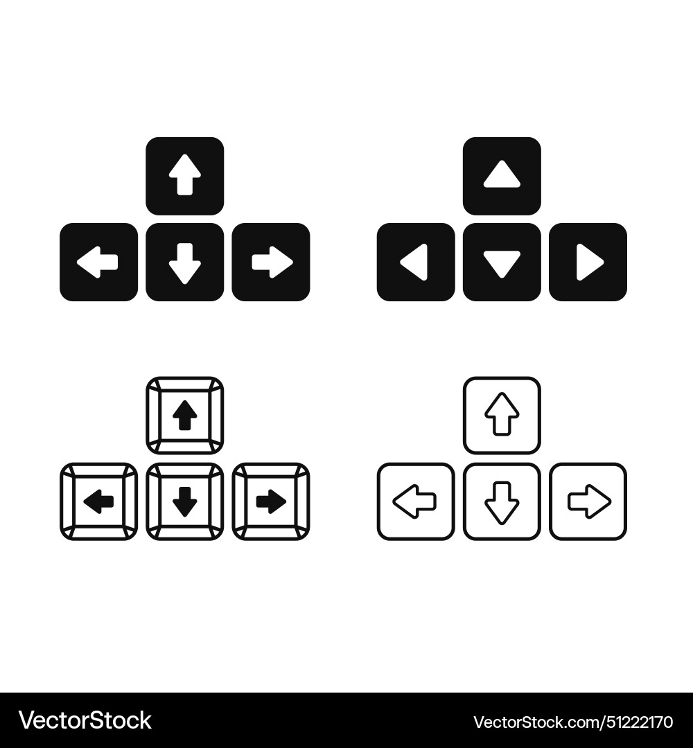 Arrow button on keyboard icon set vector image