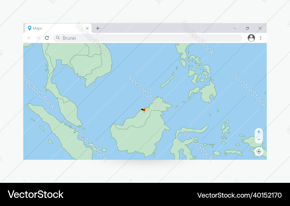Browser window with map of brunei searching Browser window with map of brunei searching vector image