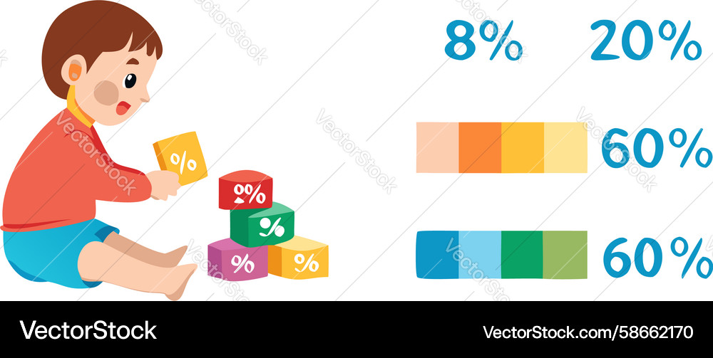 Child learning data representation with blocks Vector Image