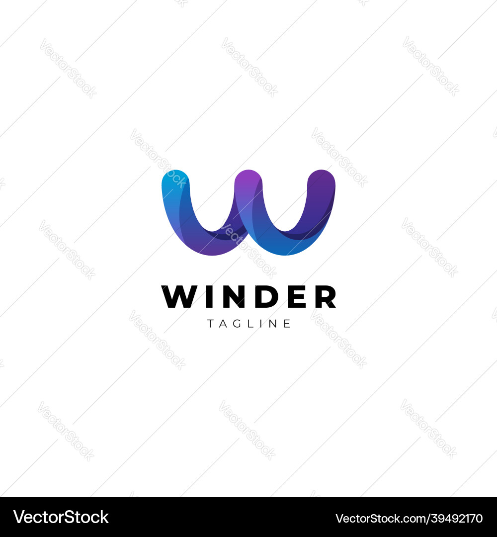 Clean blue letter mark w logo design template Vector Image