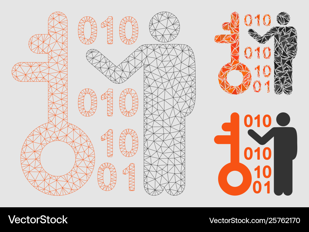 Decode key mesh 2d model and triangle Decode key mesh 2d model and triangle vector image