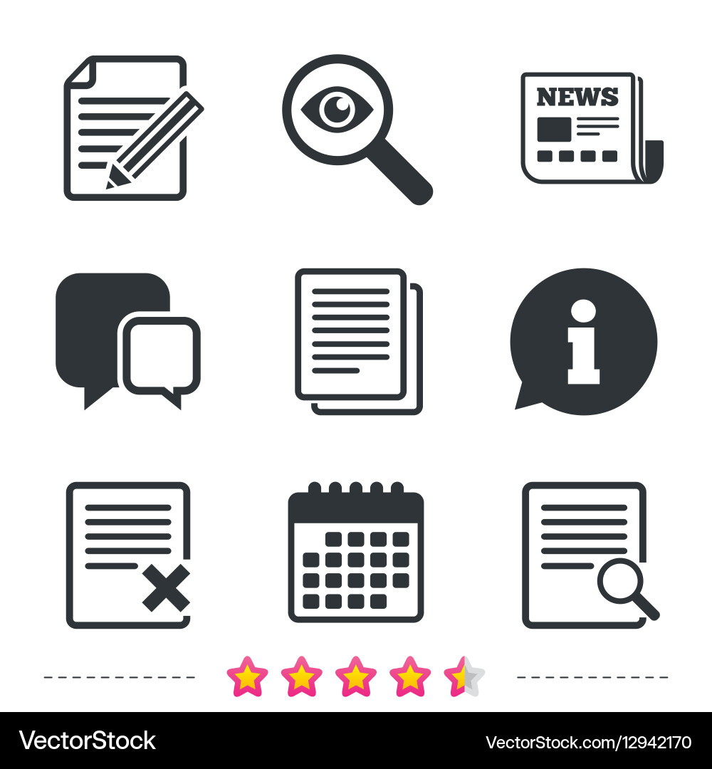 Document icons search delete and edit file vector image