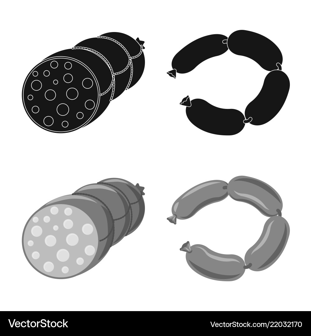 Isolated object of meat and ham icon collection Vector Image