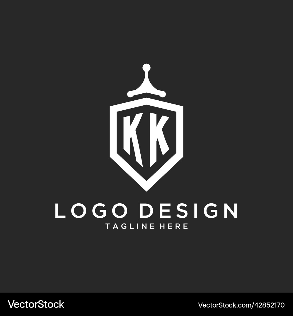 Kk monogram logo initial with shield guard shape Vector Image