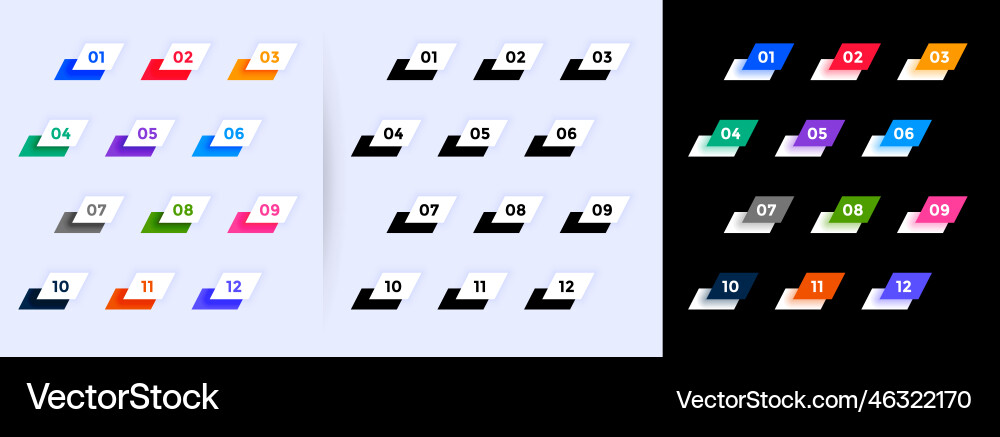 Modern geometric bullet points numbers from one vector image