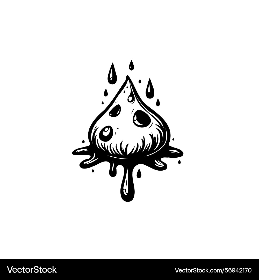 Monochrome of a surreal blob with dripping vector image