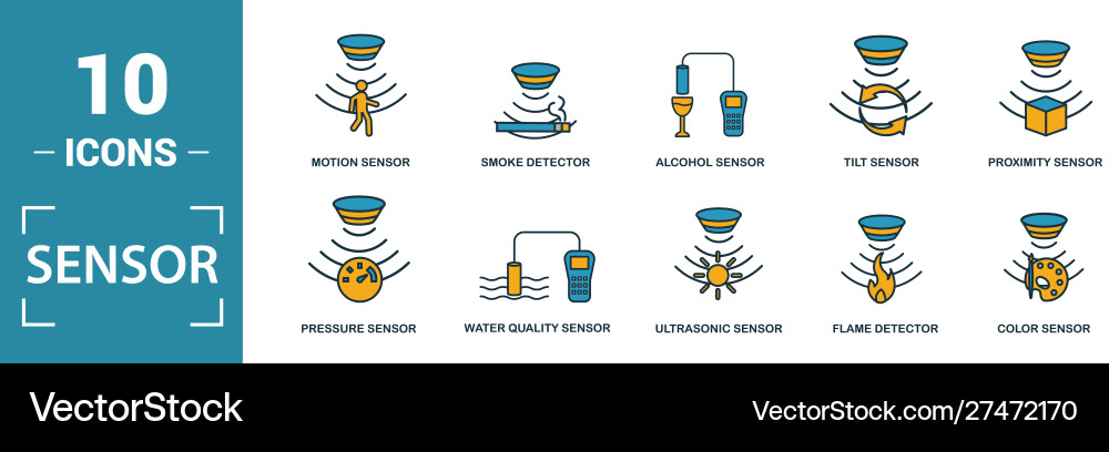 Sensor icon set include creative elements water Sensor icon set include creative elements water vector image