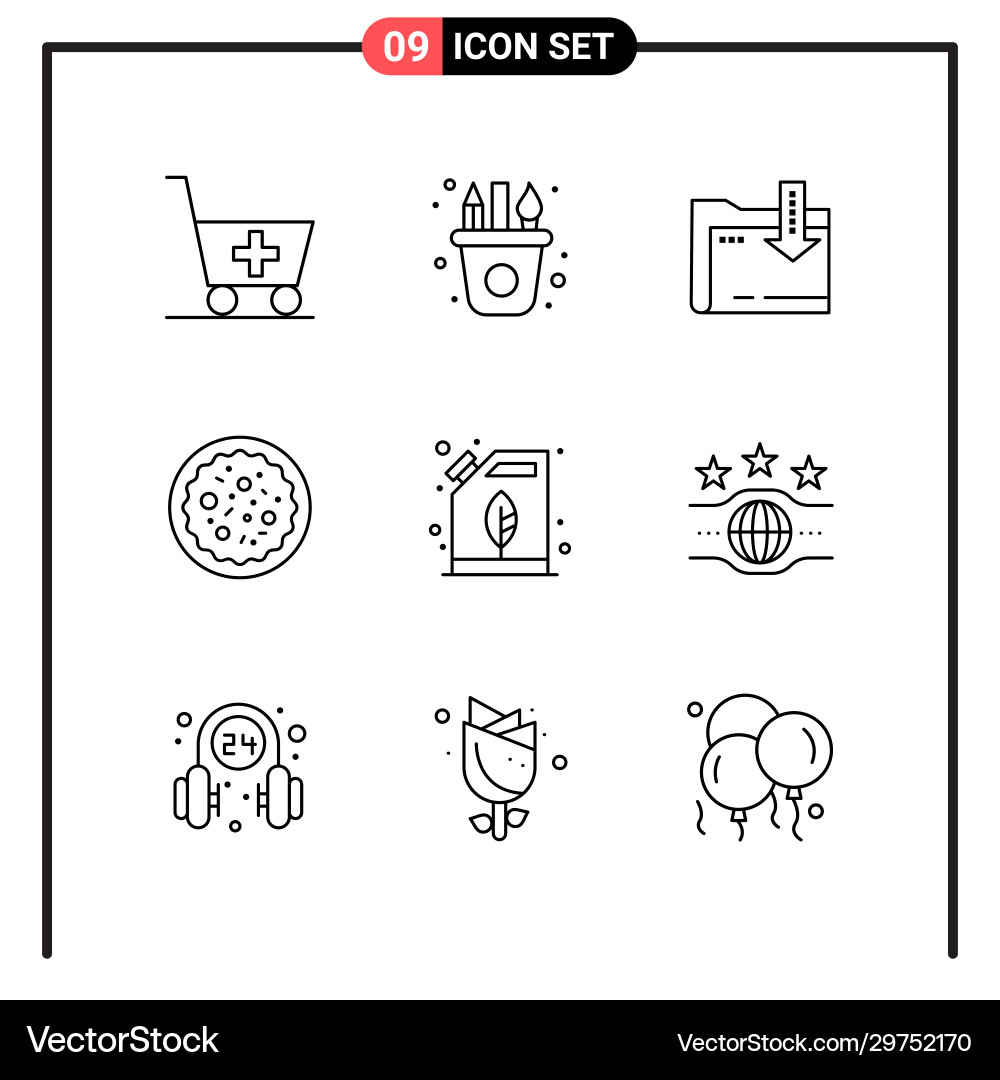 Set 9 line style icons for web and mobile Set 9 line style icons for web and mobile vector image