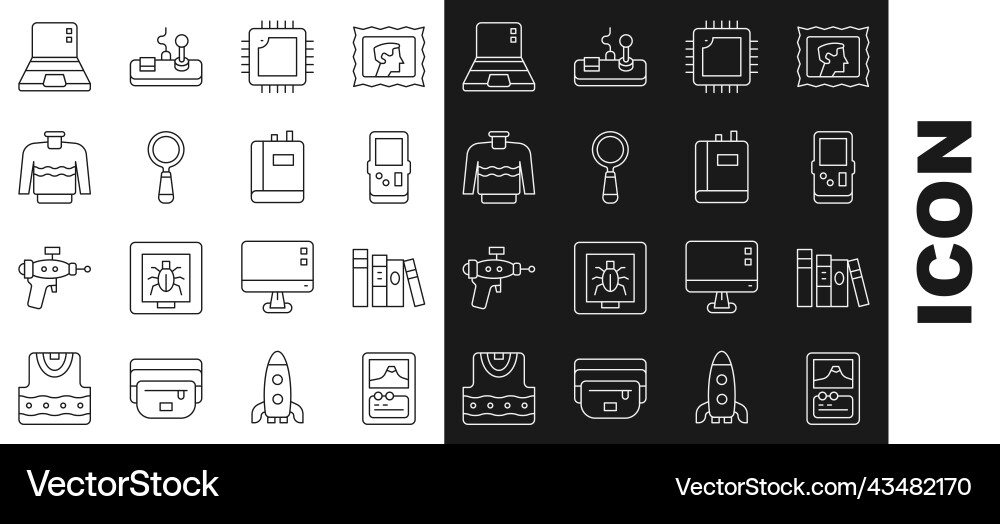 Set line card game book tetris processor Set line card game book tetris processor vector image