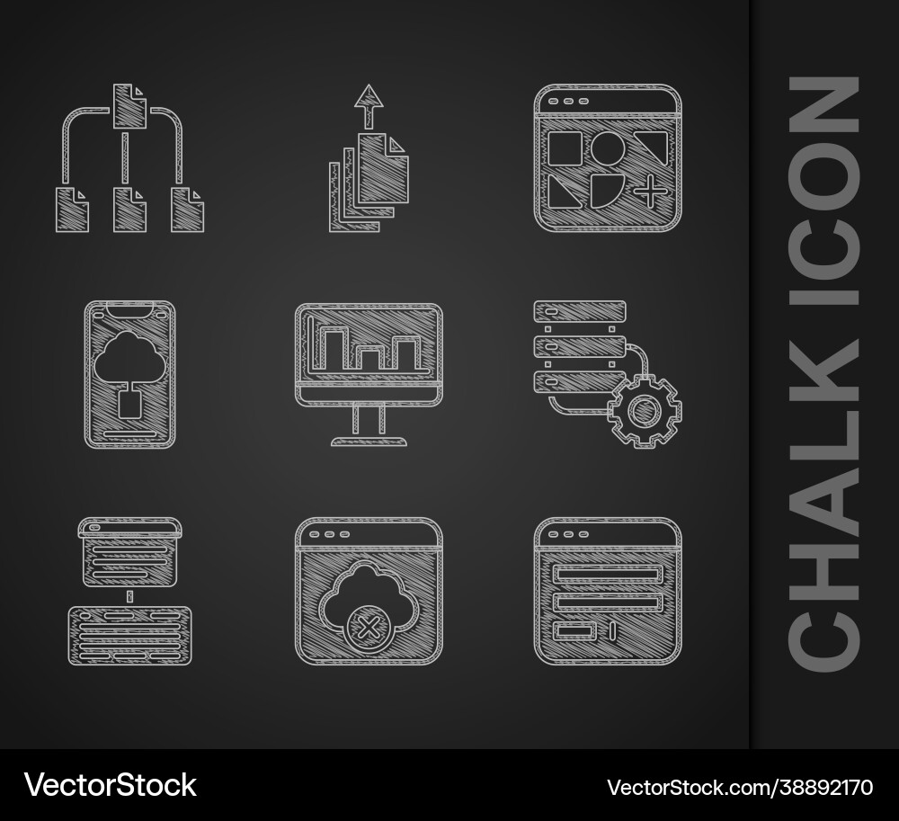 Set monitor with graph chart failed access cloud Set monitor with graph chart failed access cloud vector image