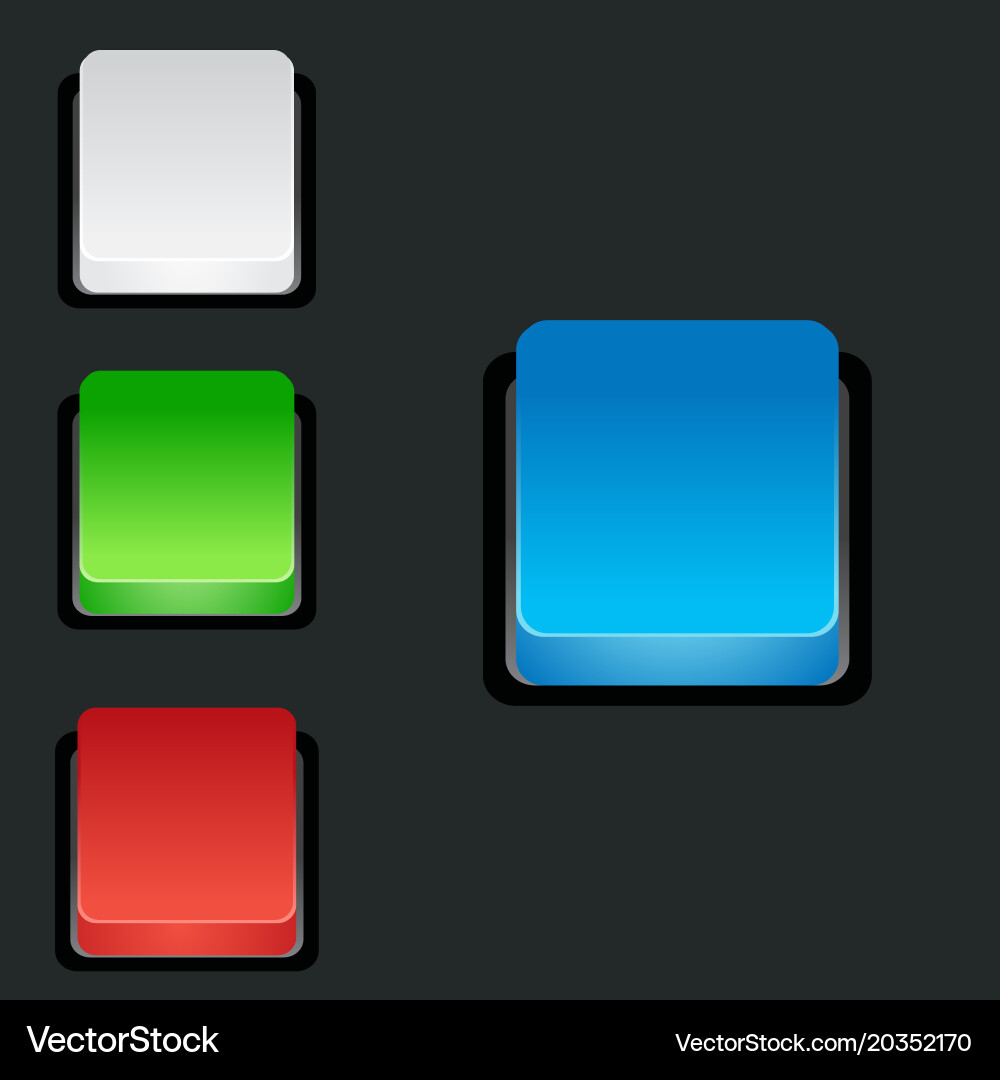 Set of blank colorful 3d square buttons vector image