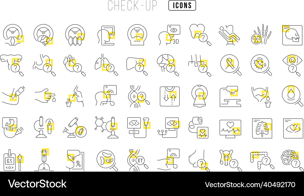 Set of linear icons check-up vector image