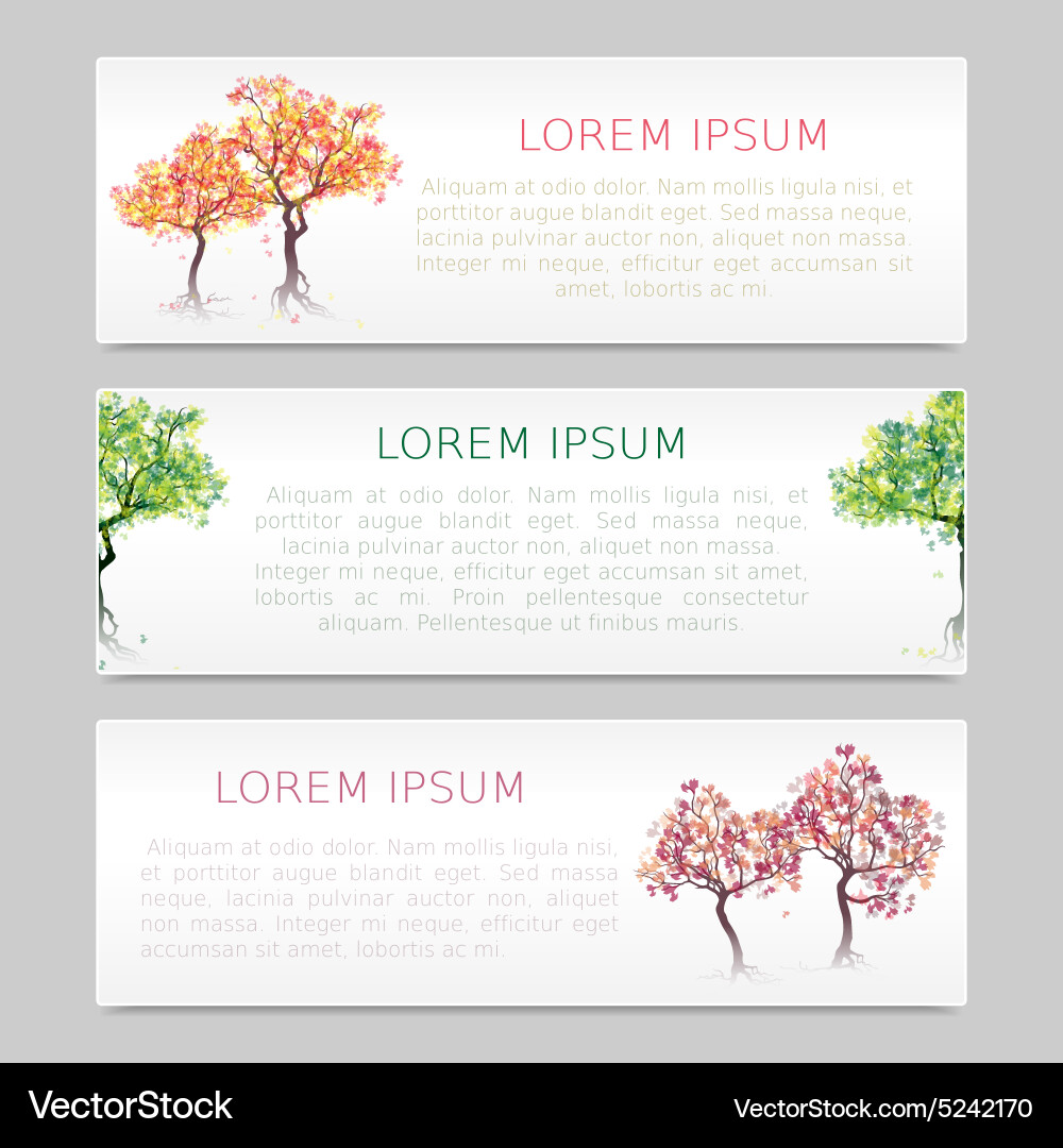 Set of three banners with abstract trees vector image