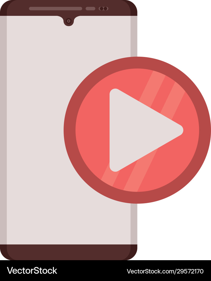 Smartphone with play button media player Smartphone with play button media player vector image