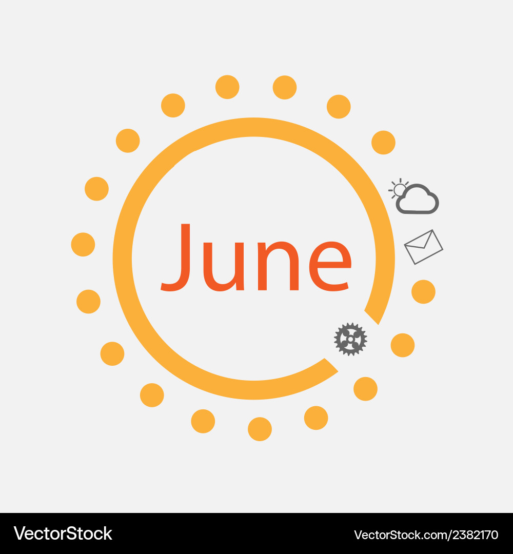 Sun symbol with june text inside Vector Image
