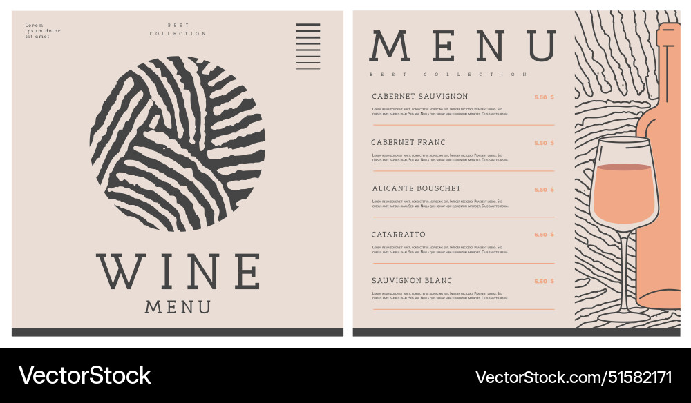 Elegant Wine Menu with Abstract Texture vector image
