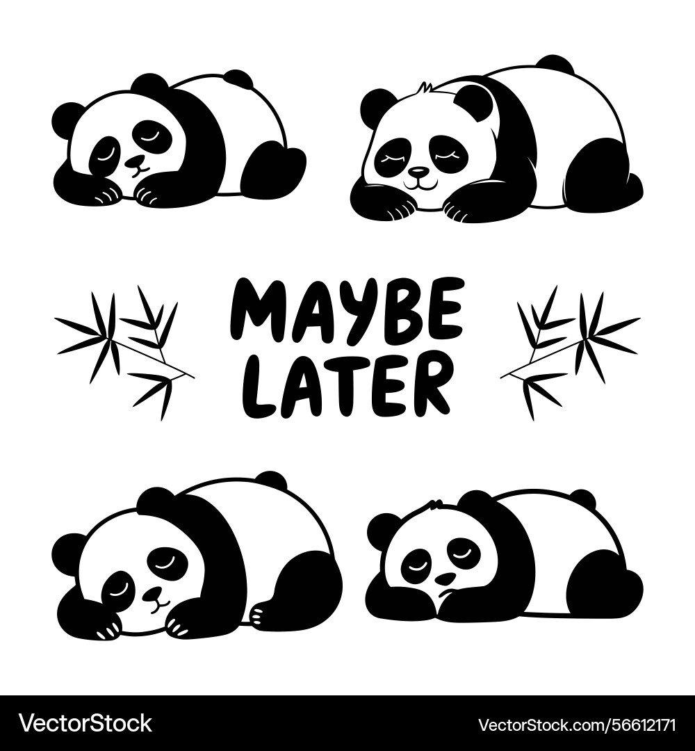 Four adorable pandas napping around Four adorable pandas napping around vector image