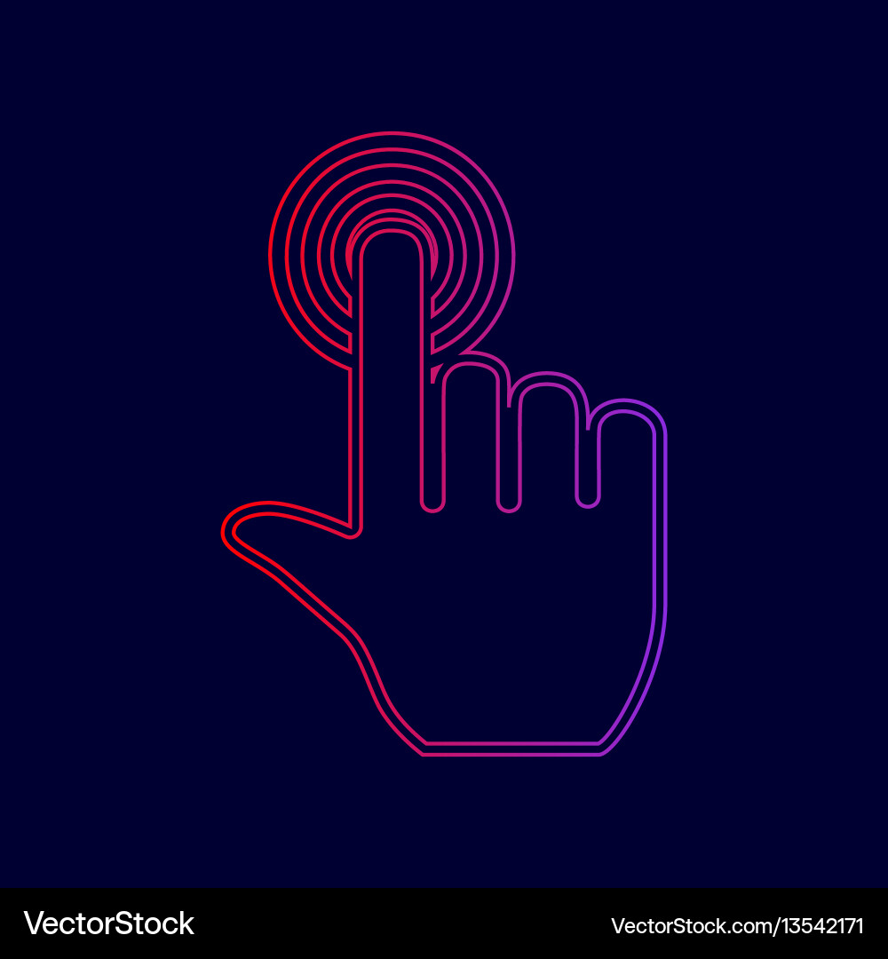 Hand click on button line icon Vector Image