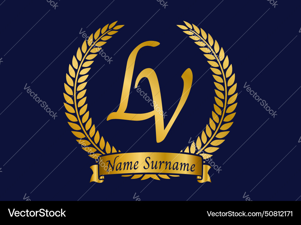 Initial letter l and v lv monogram logo design Vector Image