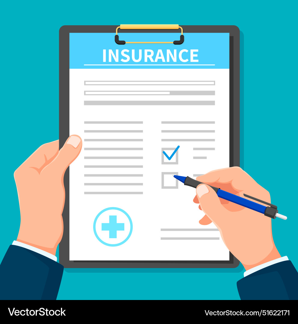Insurance document or medical policy contract Insurance document or medical policy contract vector image