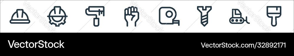 Labour day line icons linear set quality vector image