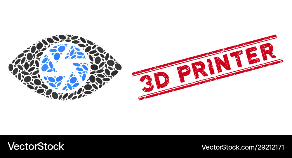 Mosaic shutter eye icon with textured 3d printer Mosaic shutter eye icon with textured 3d printer vector image