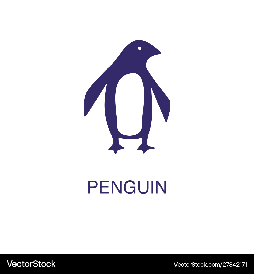 Penguin element in flat simple style on white vector image