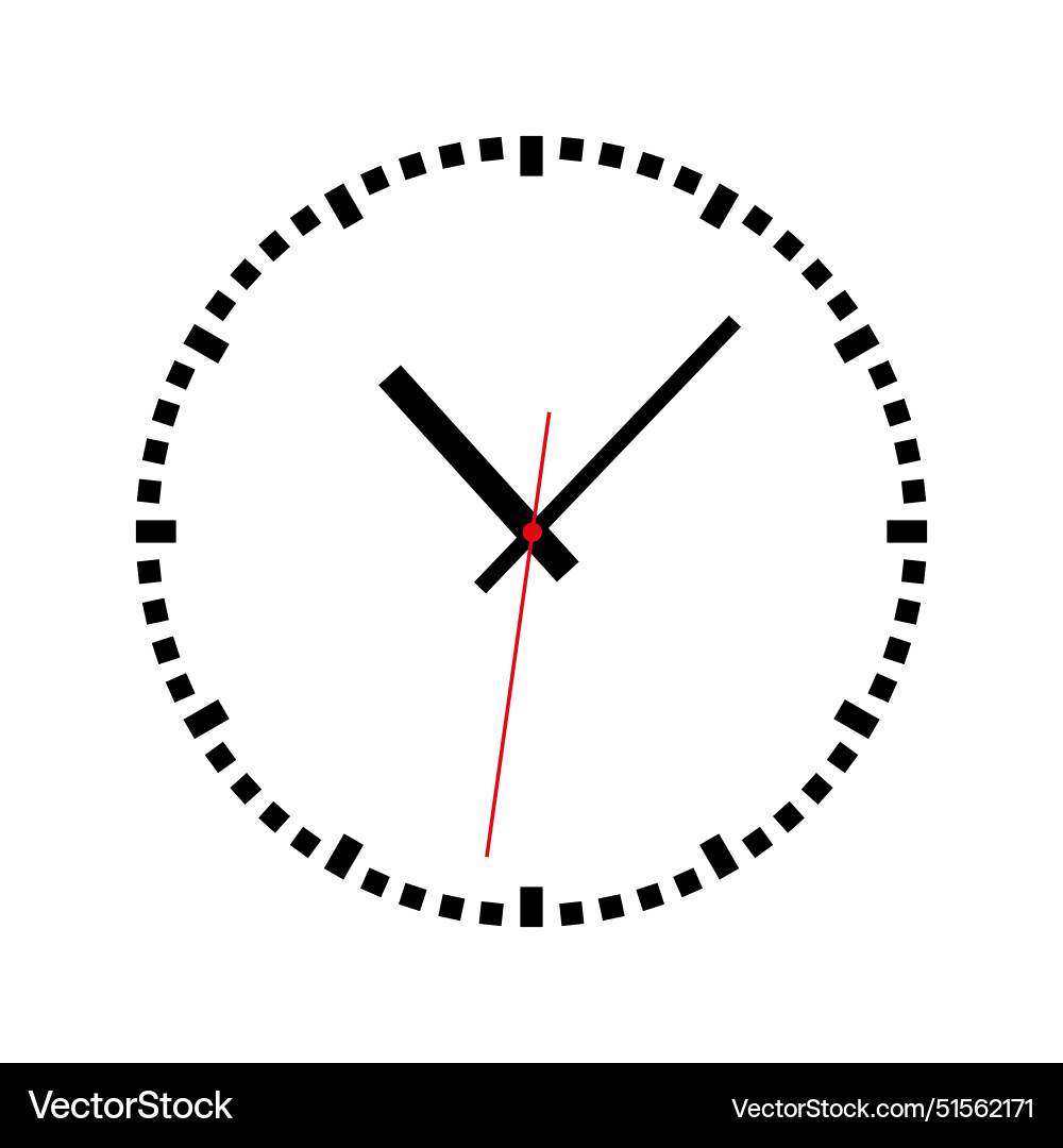 Round wall clock on white background Royalty Free Vector