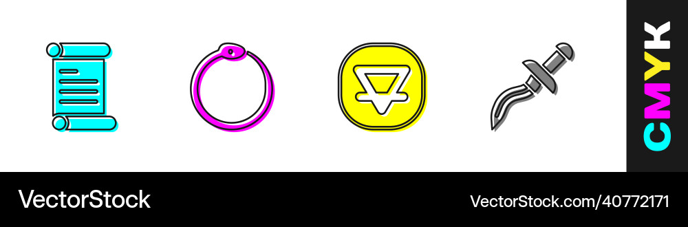 Set decree parchment scroll ouroboros earth Set decree parchment scroll ouroboros earth vector image