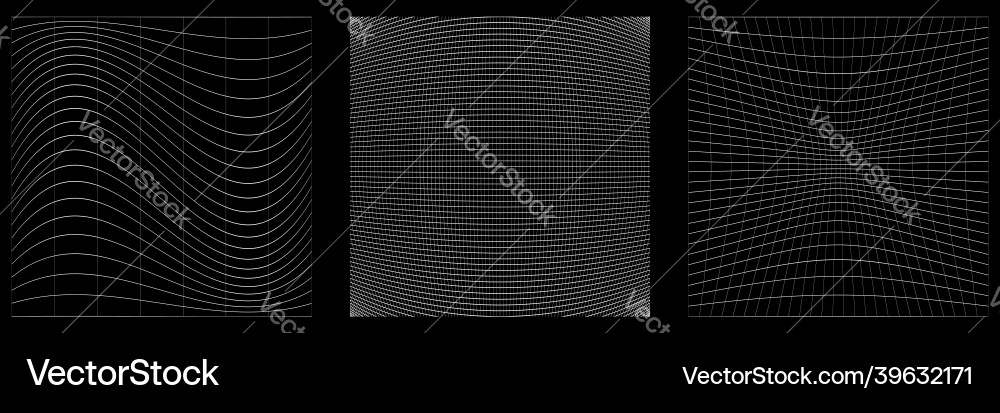 Set of deformed distorted grids meshes flex Vector Image