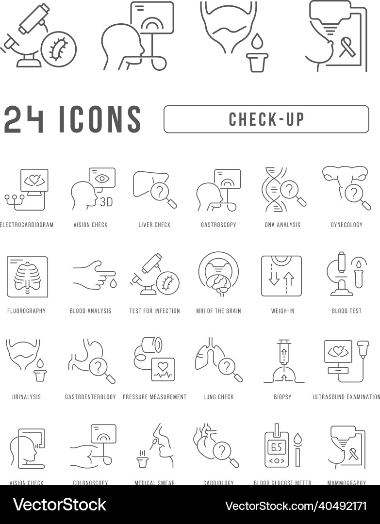 Set of linear icons check-up vector image