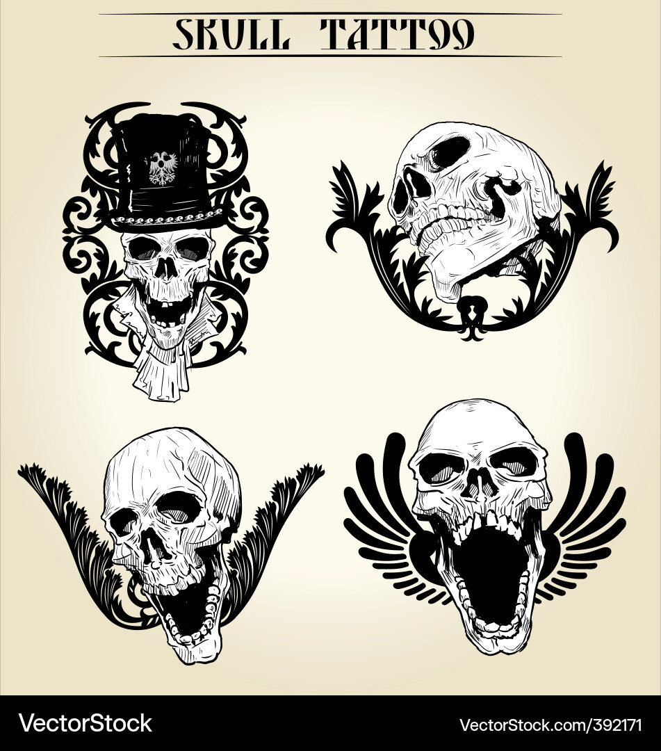 Skull Tattoo Set vector image
