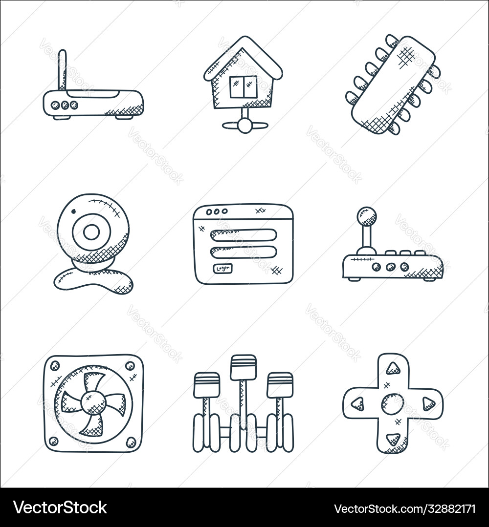 Technology line icons linear set quality Vector Image