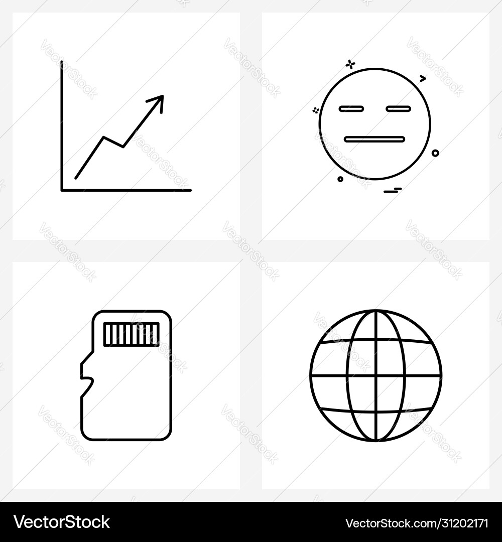 Ui set 4 basic line icons graph rising Vector Image