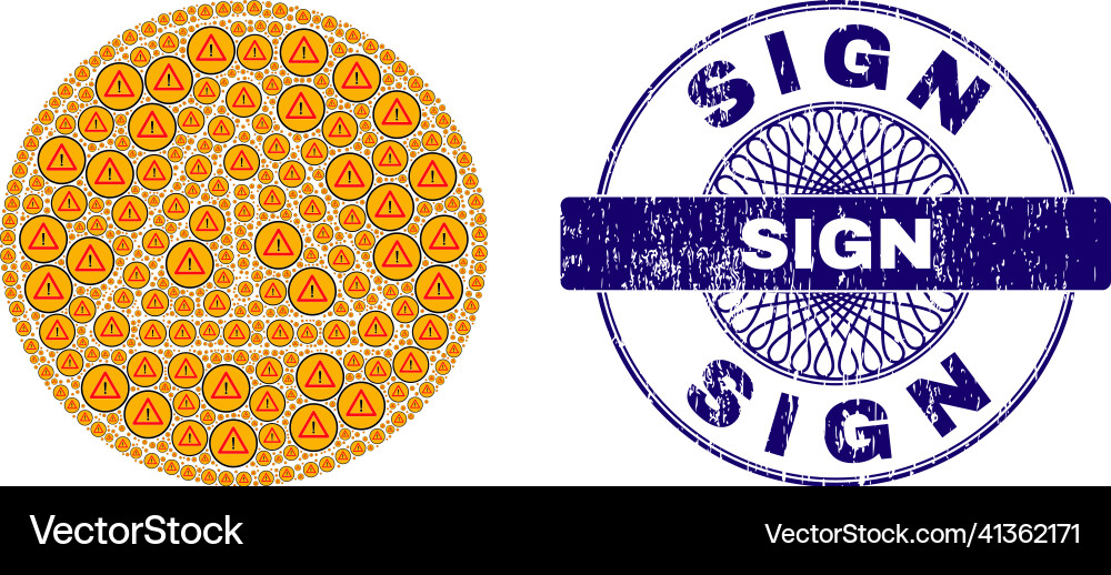Warning sign recursive composition Vector Image