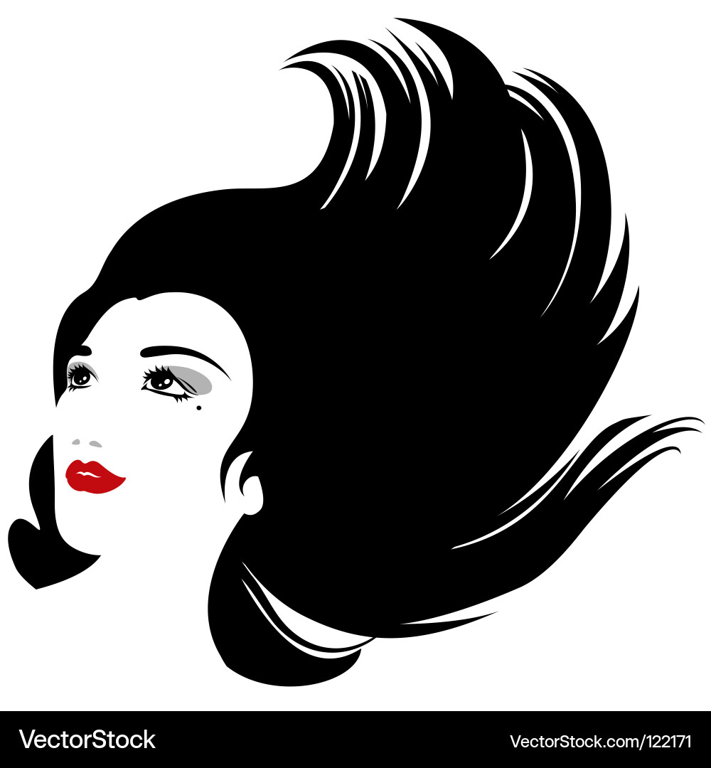 Woman Hair Flow Silhouette Vector Image