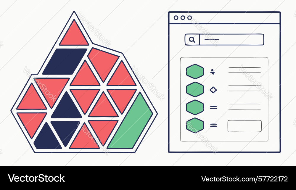 Abstract geometric shapes with ui elements design Vector Image