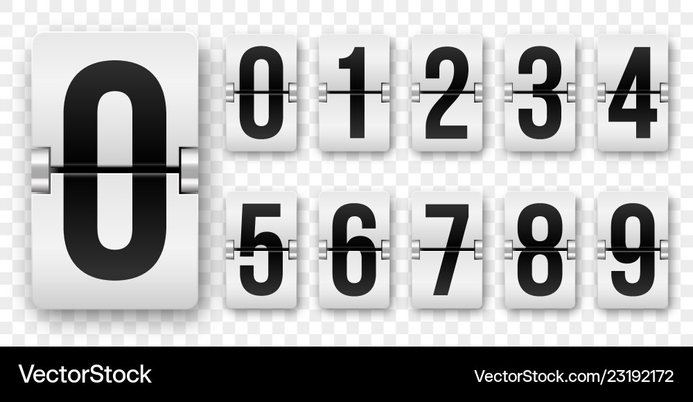 Countdown numbers flip counter isolated 0 to 9 vector image