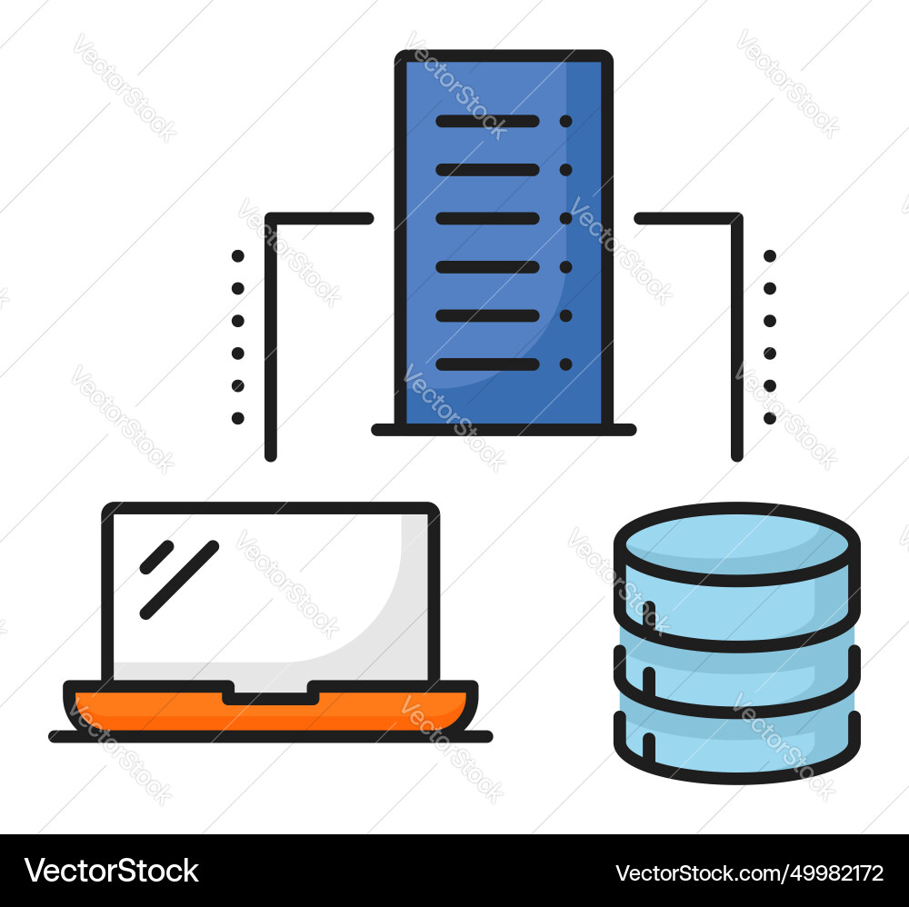 Database network server data storage color icon vector image