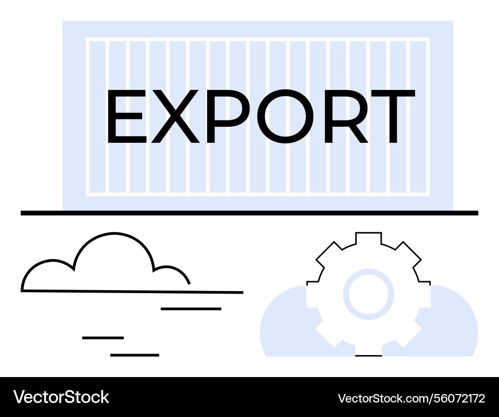 Export container with cloud and gear representing Export container with cloud and gear representing vector image